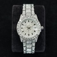 Elegant Diamond Watches Female Fashion Silver Round Stainless Steel Quartz Watch Iced Out Shiny Waterproof Clock Gift for Women