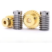 1 Set 1M Turbine Worm Gear with Worm Rod 1 Module 15 20 25 30 Teeth Brass Gear 45# Steel Worm Rod Drive Ratio 1:15/20/25/30