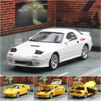 1/32 Mazda RX7 Initial D Miniature Diecast RX-7 Toy Car Model Sound & Light Doors Openable Collection Gift for Children Boy Kid