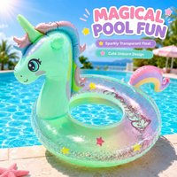 1PC Inflatable Swim Ring Transparent Sparkle Pool Float Adult Summer Beach Lake Floating Ring Pool Toy
