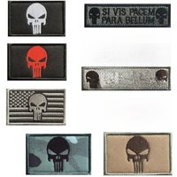 Embroidered Skull Si Vis Pacem Para Bellum Patches Tactical Hook Fastener Badge For vest Backpack Jacket