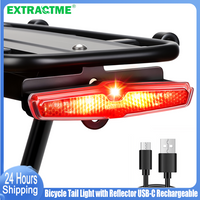 Extractme Bike Bicycle Rear Reflector Tail Light for Luggage Rack Battery Powered Reflective Taillight Bicycle Accessories