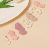 7pcs Embroidery Flowers Ponytail Decor Cute Hair Clips For Baby Girls Teenager Bangs Barrettes Infant Photograph Hair Accessory