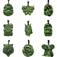 Grass Green Natural Jade Dragon Fox Owl Pendant Necklace Real Jewellery Carved Gemstone Fashion Charm Amulet Gifts for Women Men