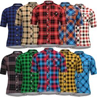 AliExpress Ghisallo Plaid Checkered Cycling Jersey for Men, Short Sleeve, Reflective MTB Maillot, Downhill Pro Team, Mountain Bicycle Clothing, 17