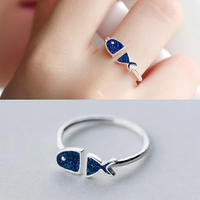 925 Sterling Silver Rings For Women Fish Open Ring Hypoallergenic Sterling Silver Jewelry Gifts For Girls