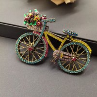 AliExpress NONE Fashion Women Men Vintage Baroque Bicycle Flower Full Crystal Badges Pins Palace Unisex Exquistie Bike Jewelry Accessories