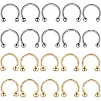 10Pcs/lot Stainless Steel Nostril Nose Ring Lip Rings Earrings Sircular Piercing Ball Horseshoe Ring Nose Hoop Body Jewelry