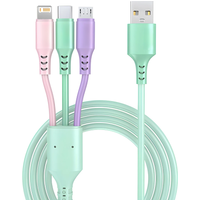 3 In 1 5A Charge Cable Cord For iPhone Xiaomi Poco Micro USB Type C Charger Cable Multi Port Multiple Usb Charging Wire Line