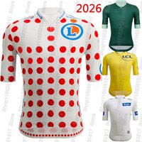 AliExpress NONE 2026 France Tour TDF Cycling Jersey Short Sleeve Yellow Green Polka Dot Cycling Clothing Road Bike Shirt Bicycle Tops MTB Wear