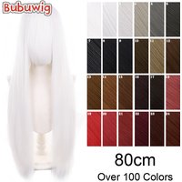 Bubuwig Synthetic Hair 80cm Cosplay Wigs Over 100 Colors Pure Color Fashion Anime Long Straight Halloween Cos Wig Heat Resistant