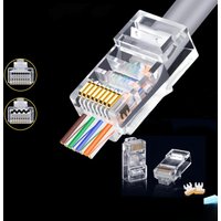 Montions Rj45 Connector Cat5e Cat6A Pass Through Connector Network Unshielded 8P8C Modular Plug for Ethernet Cables