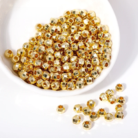 2.5/3/4/5mm 18K Gold Plated Shiny Faceted Round Ball Beads Metal Spacer Beads Bracelets Separator Beads For Jewelry Making
