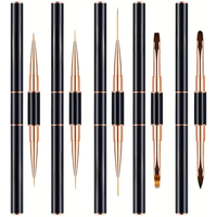Nail Art Brush Set 5pcs Double-Ended Nail Art Brushes For Long Lines, Thin Liner Brush For Nails Detail Professional nail tools