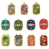 1 Piece 304 Stainless Steel Charms 18K Real Gold Plated Multicolor Enamel Crane Eye of Providence/ All-seeing Eye Pendant DIY