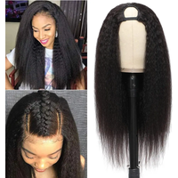 Synthetic 12-30 inch Yaki Half U Part Hair Wig Kinky Straight for Black Women Italian Upgraded Shape Clip in Wigs Hair Extension