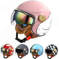 AliExpress NONE Four Seasons Men Women Motorcycle Helmet Biker 3/4 Open Face Helmet Retro Electric Bike Scooter ABS Shell Moto Helmet DOT