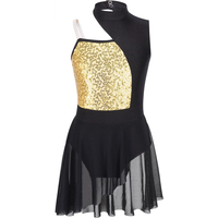 Kids Girls Dance Leotard Stylish Clothing Sleeveless Shiny Sequins Patchwork Style Modern Latin Ballet Jazz Dancing Dress