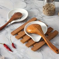 1pc/2pcs Ceramic Spoon Rest Kitchen Counter Stove Spoon Holder Simple Design Kitchen Home Use Small Tray Farmhouse Style