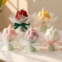 Tulip Bouquet Scented Candle Handmade Flower Soy Wax Aromatherapy Candle Gift For Girls Women Birthday Anniversary Home Decor