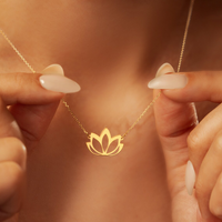 Stainless Steel Necklaces Lotus Flower Dainty Necklace for Women Minimalist Necklace Lotus Flower Necklace Gift for Her