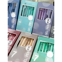 7pcs Boxed Press Students Exam Opening School Gift Gel Pen 0.5mm Black
