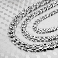 UAGE Silver Color Gold Filled Solid Necklace Curb Chains Link Men Choker Stainless Steel Male Female Accessories Fashion 2018