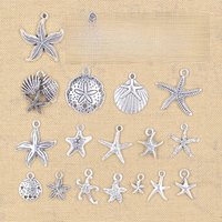 Charms Ocean Starfish Sea Star Marine Conch Antique Silver Color Pendants DIY Crafts Making Findings Handmade Tibetan Jewelry