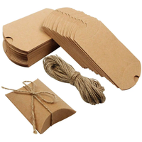 10pcs Kraft Paper Pillow Candy Box Christmas Gift Packaging Boxes Candy Bags Wedding Baby Shower Birthday Party Decoration