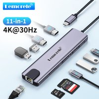 Lemorele 11 in 1 USB C HUB 4K HDMI Type C USB Adapter Port 100W PD RJ45 480mpbs SD/TF Slot Fast Data transfer for Mac Windows