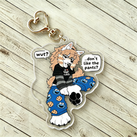 Wolfdog Furry Acrylic Keychain Funny Cookie Monster Pants Design Cute Anthro Fursona Pendant Bag Charm Collectible Gift for Fans