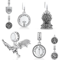 New Silver Pendant Throne Sword Charm Bead Fit Original Women Bracelet 925 Jewelry For Gift