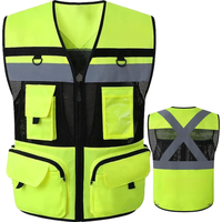 Workwear Safety Vest High Visibility Construction Building Work Waistcoats with Multi Functional Pockets Hi Vis Vests