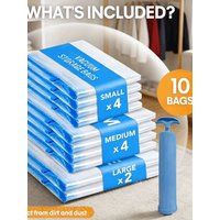 10pcs vacuum Bags Transparent Folding Folding Compressed Organizer Reusable Vacuum Storage Bags Dustproof Space Saving Hand Pump Blankets Clothes Pillows Organizer Space Saving Vacuum Bag for Clothes