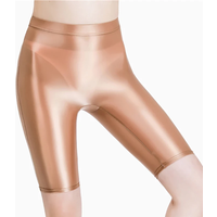 Spandex Shorts High Waist Running Fitness Shiny Pants Satin Smooth Tights Japanese Elastic Swimming Yoga Sexy Oil Glossy Tight