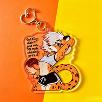 Cheetah Furry Acrylic Keychain Cute Animal Themed Funny Sassy Character Bag Charm