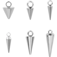 5pcs/Lot Silver Color No Fade Pointed Cone Awl Bulk Charms For Jewelry Making Supplies DIY Stainless Steel Charm Pendant Finding