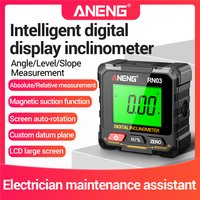 RN02/RN03 Multi-Function Digital Inclinometer Four-Sided Magnetic Charging Angle Gauge Supports 360 Degree Rotation Measurement