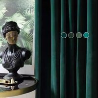 Luxury Dark Green Olive Blackout Green Velvet Curtains Bedroom Living Room Velvet Vintage American Style Curtains Customize