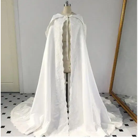 Luxury Long Winter Wedding Hooded Wraps Lace Edge Cloak White Ivory Satin Bridal Shawl Warm Coat Wedding Cape Custom Made Jakcet