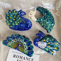 Peacock Acetate Hair Claw Clips, Dancing Lady Peacock Feather Shark Clips