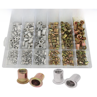 1 Box 100/150/300pcs M3 M4 M5 M6 M8 M10 304 Stainless Steel Carbon Steel Aluminum Flat Head Rivet Nut Rivnut Set Assortment Kit