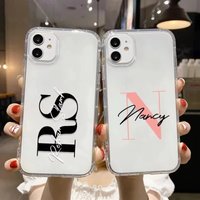 Personalized Letter Custome Name Phone Case For iPhone 16 Pro Max 13 12 11 14 15 Plus Xs MAX XR Soft Silicone Clear Cover Fundas