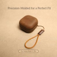 Crazy Horse Leather Case for Samsung Galaxy Buds4 Pro / Buds4, Vintage Genuine Leather Earbuds Cover, Shockproof, Dirt-Resistant