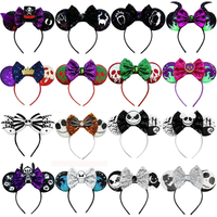 Disney Halloween Ear Headbands For Adults Kids Cosplay Bat Skeleton Maleficent Hairband Girls Ghost Women Party Hair Accessories