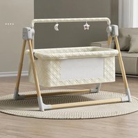 Baby Cradle Baby Crib Electric Foldable Rocking Cradle with Timing Music Automatic Rocking Recliner Crib Basket for Infant