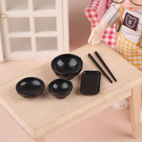 1/12 Dollhouse Simulation Bowl Chopsticks Dish Kits Dollhouse Miniature Kitchen Tableware Decoration Dolls House Accessories