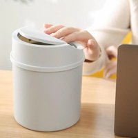 1pcs Mini Desktop Bin Small Trash Can Tube With Cover Bedroom Trash Can Garbage Can Clean Storage Box Home Desk