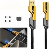 PD 65W 4 in 1 Multi USB Data Cable 6A USB C PD Fast Charging Cord For iPhone 16 15 14 Pro Max For MacBook Samsung Type C Device