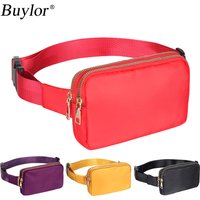 Buylor Women Waist Packs Fashion Belt Bags Double Pouch Designer Bum Hip Bag Shoulder Chest Pack Waterproof Phone Crossbody Bag